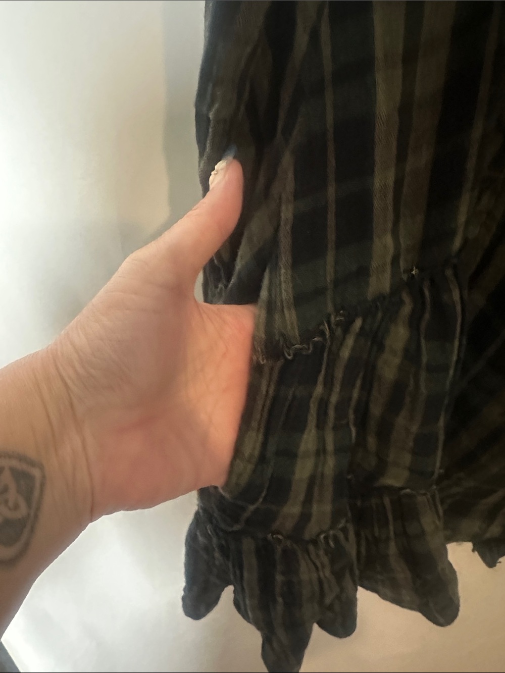 Free People Olive and Black Plaid Button-Front Tunic - Picture 5 of 8
